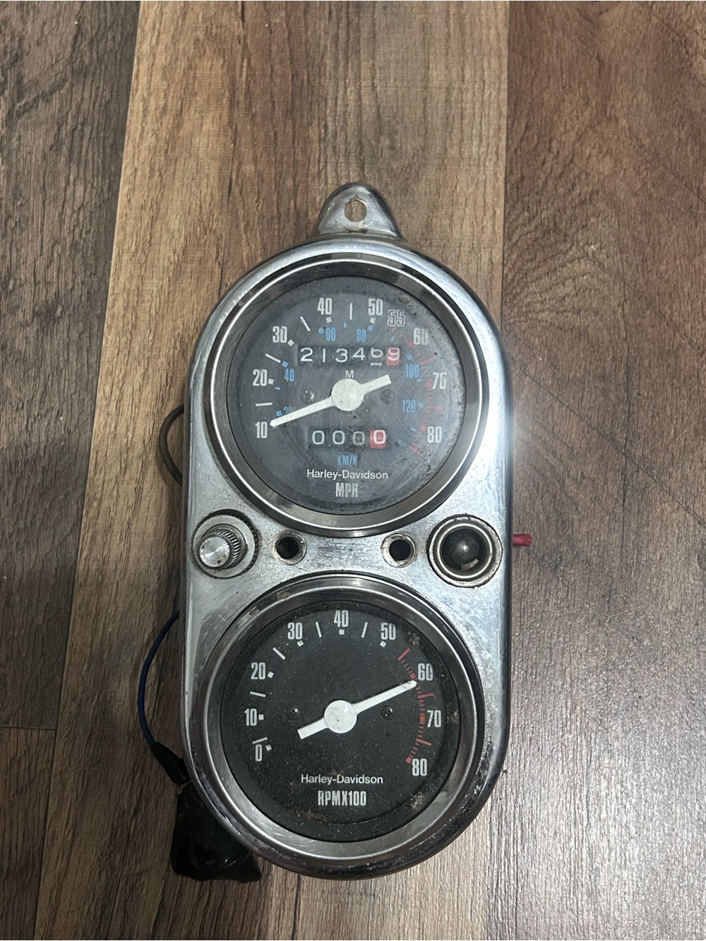 Harley-Davidson Chrome Instrument Cluster with Black Faces